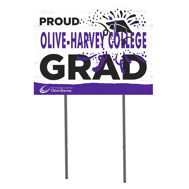 Olive-Harvey College Purple Panthers 18'' x 24'' Proud Graduate Yard Sign