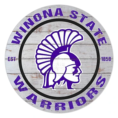 Winona State Warriors 20'' x 20'' Indoor/Outdoor Weathered Circle Sign