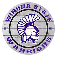 Winona State Warriors 20'' x 20'' Indoor/Outdoor Weathered Circle Sign