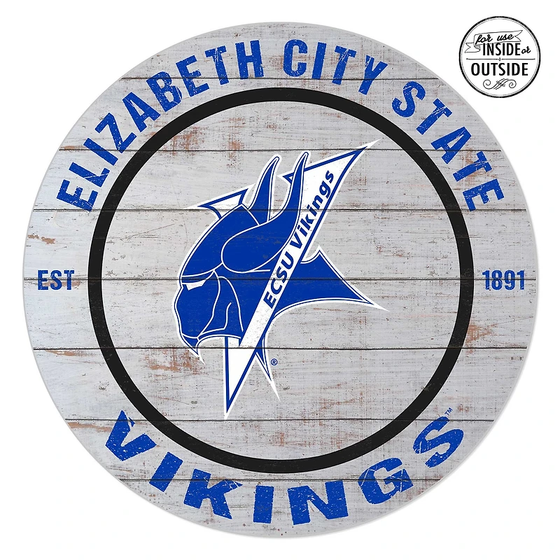 ECSU Vikings 20'' x 20'' Indoor/Outdoor Weathered Circle Sign