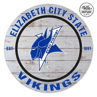 ECSU Vikings 20'' x 20'' Indoor/Outdoor Weathered Circle Sign