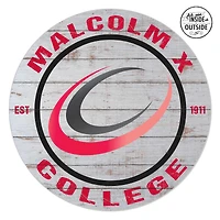 Malcolm X College Hawks 20'' x 20'' Indoor/Outdoor Weathered Circle Sign