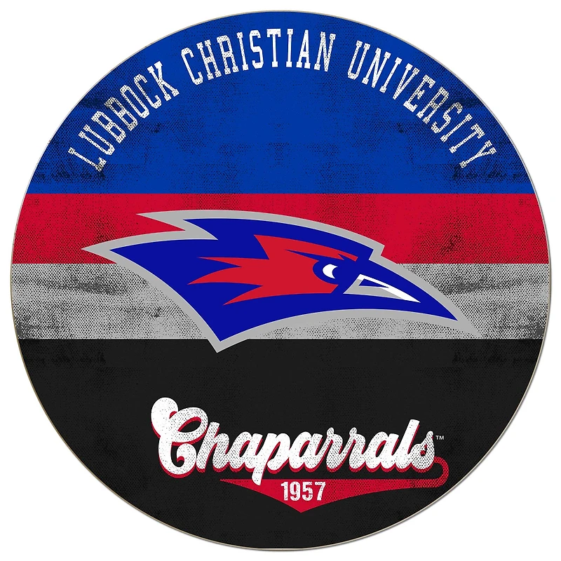 Lubbock Christian Chaparral 20'' x 20'' Retro Logo Circle Sign