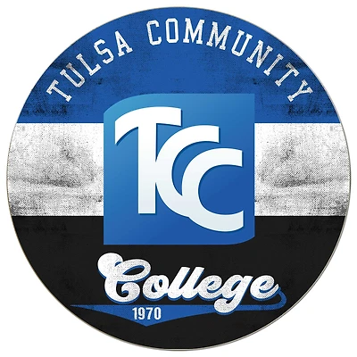 Tulsa Community College 20'' x 20'' Retro Logo Circle Sign