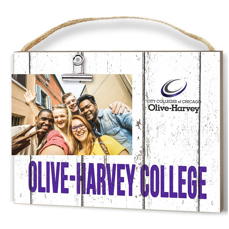 Olive-Harvey College Purple Panthers 8'' x 10'' Weathered Design Clip It Frame
