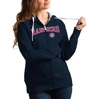 Women's Antigua Navy Texas Rangers Team Logo Victory Full-Zip Hoodie