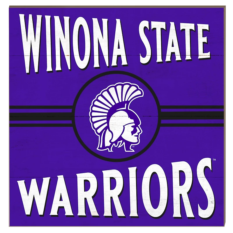 Winona State Warriors 10" x 10" Retro Team Sign