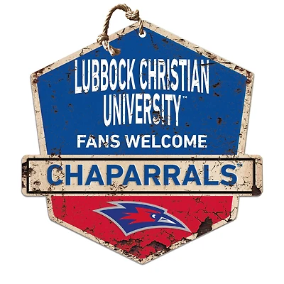 Lubbock Christian Chaparral 20" x 20" Fans Welcome Badge Sign