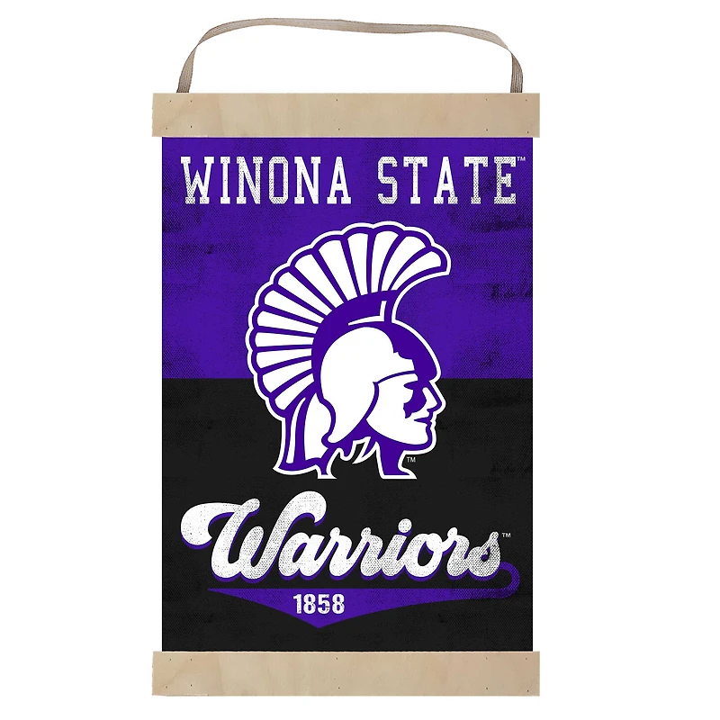 Winona State Warriors 12'' x 20'' Retro Logo Banner Sign