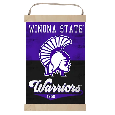Winona State Warriors 12'' x 20'' Retro Logo Banner Sign