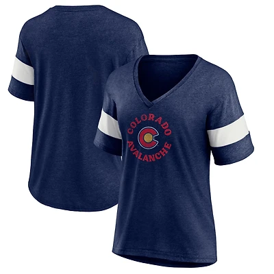 Women's Heather Navy Colorado Avalanche Special Edition 2.0 Ring The Alarm Tri-Blend V-Neck T-Shirt