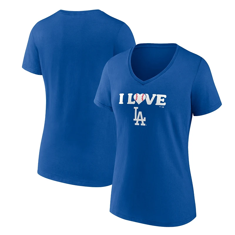 Women's Royal Los Angeles Dodgers I Love LA V-Neck T-Shirt