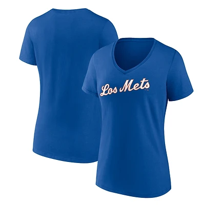 Women's Royal New York Mets Los Mets V-Neck T-Shirt