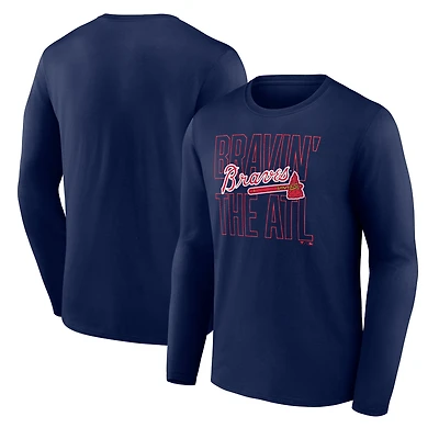 Men's Navy Atlanta Braves Pitch Out Long Sleeve T-Shirt