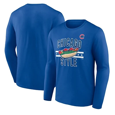 Men's Royal Chicago Cubs Doggie Long Sleeve T-Shirt