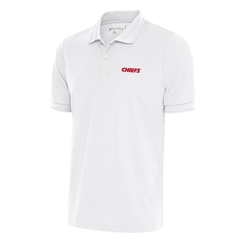 Men's Antigua White Kansas City Chiefs Team Logo Throwback Affluent Big & Tall Polo