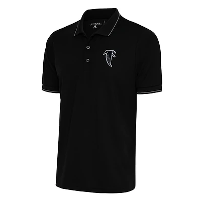 Men's Antigua Black Atlanta Falcons Team Logo Throwback Affluent Polo