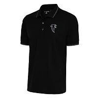 Men's Antigua Black Atlanta Falcons Team Logo Throwback Affluent Polo