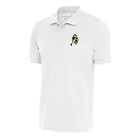 Men's Antigua White Green Bay Packers Team Logo Throwback Affluent Polo