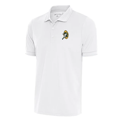 Men's Antigua White Green Bay Packers Team Logo Throwback Affluent Polo