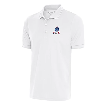 Men's Antigua White New England Patriots Team Logo Throwback Affluent Polo