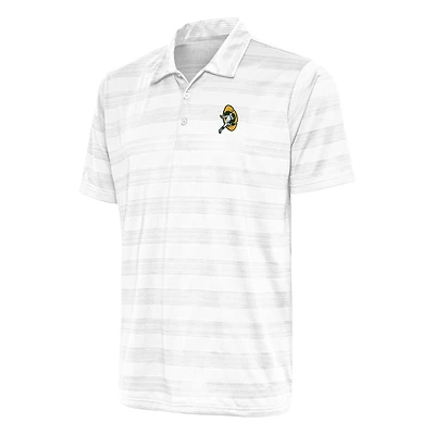Men's Antigua White Green Bay Packers Team Logo Throwback Compass Polo