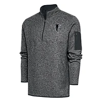 Men's Antigua Heather Charcoal Atlanta Falcons Throwback Fortune Quarter-Zip Pullover Jacket