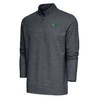 Men's Antigua Heather Charcoal Philadelphia Eagles Team Logo Throwback Gambit Quarter-Zip Pullover Top