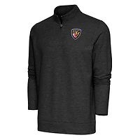 Men's Antigua Heather Black Baltimore Ravens Team Logo Throwback Gambit Quarter-Zip Pullover Top