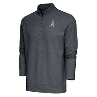 Men's Antigua Houston Oilers Team Logo Throwback Gambit Quarter-Zip Pullover Top