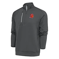 Men's Antigua Charcoal Tampa Bay Buccaneers Team Logo Throwback Generation Quarter-Zip Pullover Top
