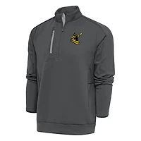 Men's Antigua Charcoal Pittsburgh Steelers Team Logo Throwback Generation Quarter-Zip Pullover Top