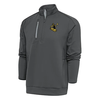 Men's Antigua Charcoal Pittsburgh Steelers Team Logo Throwback Generation Quarter-Zip Pullover Top