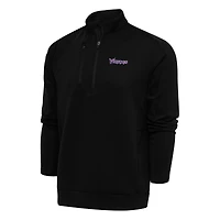 Men's Antigua Black Minnesota Vikings Team Logo Throwback Generation Quarter-Zip Pullover Top