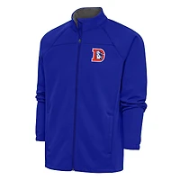 Men's Antigua Royal Denver Broncos Team Logo Throwback Links Full-Zip Golf Jacket