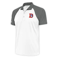 Men's Antigua White/Steel Denver Broncos Team Logo Throwback Nova Polo