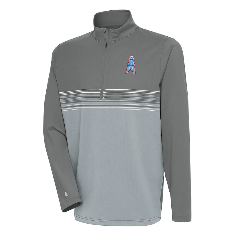 Men's Antigua Houston Oilers Team Logo Throwback Pace Quarter-Zip Pullover Top