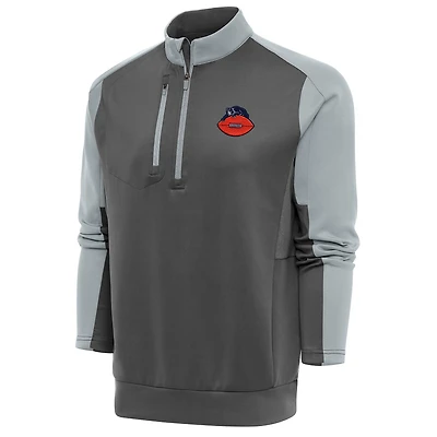 Men's Antigua Charcoal/Silver Chicago Bears Team Logo Throwback Team Quarter-Zip Pullover Top