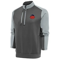 Men's Antigua Charcoal/Silver Chicago Bears Team Logo Throwback Team Quarter-Zip Pullover Top