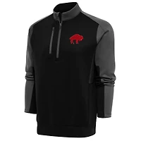 Men's Antigua Black/Charcoal Buffalo Bills Team Logo Throwback Team Quarter-Zip Pullover Top