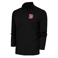Men's Antigua Black Denver Broncos Team Logo Throwback Tribute Quarter-Zip Pullover Top