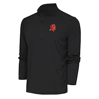Men's Antigua Charcoal Tampa Bay Buccaneers Team Logo Throwback Tribute Quarter-Zip Pullover Top