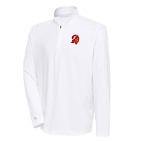 Men's Antigua White Tampa Bay Buccaneers Team Logo Throwback Tribute Quarter-Zip Pullover Top