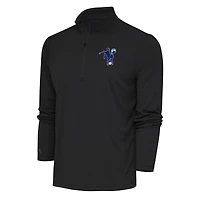 Men's Antigua Charcoal Indianapolis Colts Team Logo Throwback Tribute Quarter-Zip Pullover Top