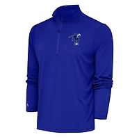 Men's Antigua Royal Indianapolis Colts Team Logo Throwback Tribute Quarter-Zip Pullover Top