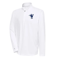 Men's Antigua White Indianapolis Colts Team Logo Throwback Tribute Quarter-Zip Pullover Top