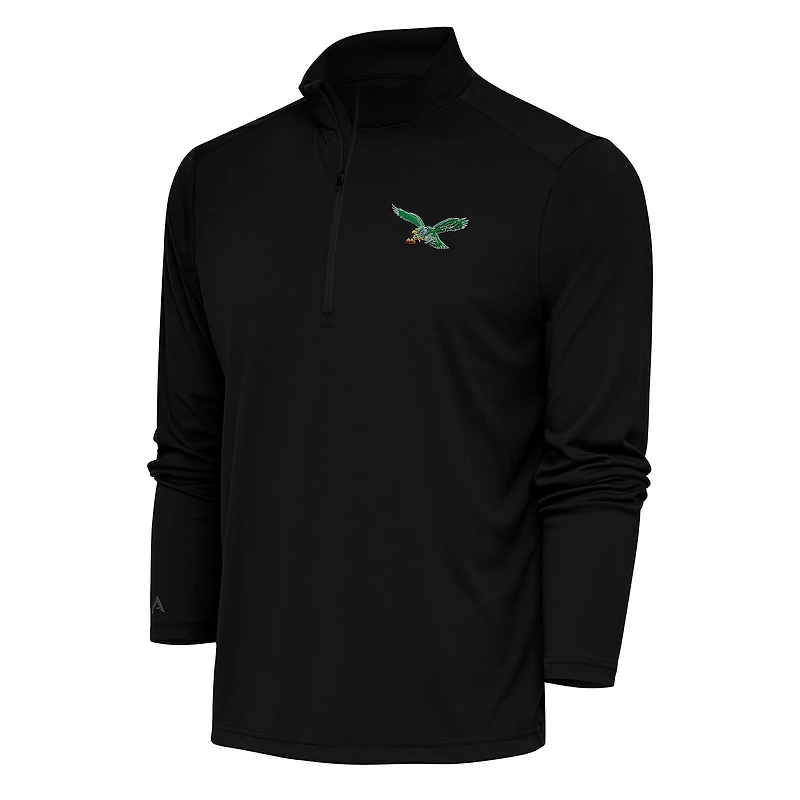 Men's Antigua Philadelphia Eagles Team Logo Throwback Tribute Quarter-Zip Pullover Top