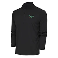 Men's Antigua Charcoal Philadelphia Eagles Team Logo Throwback Tribute Quarter-Zip Pullover Top