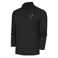 Men's Antigua Charcoal Atlanta Falcons Team Logo Throwback Tribute Quarter-Zip Pullover Top