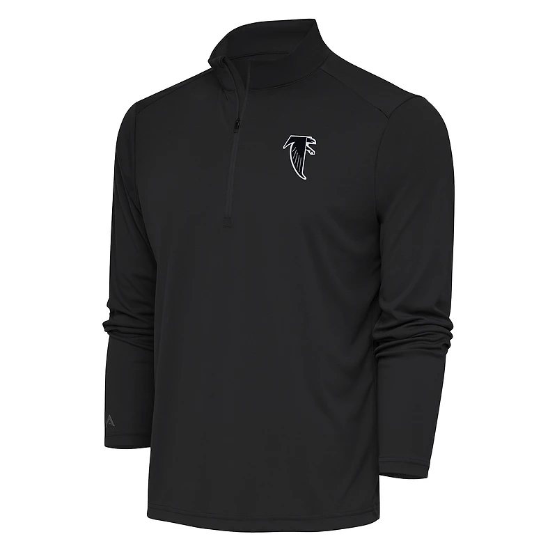 Men's Antigua Charcoal Atlanta Falcons Team Logo Throwback Tribute Quarter-Zip Pullover Top